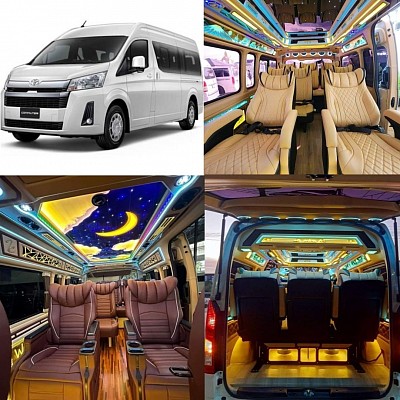 VIP van with a driver with a large, comfortable seat.We have service for all new cars, comfortable to sit in throughout the trip. No matter the distance is near or far.We provide new cars with first class insurance, professional and experienced drivers who can speak English.